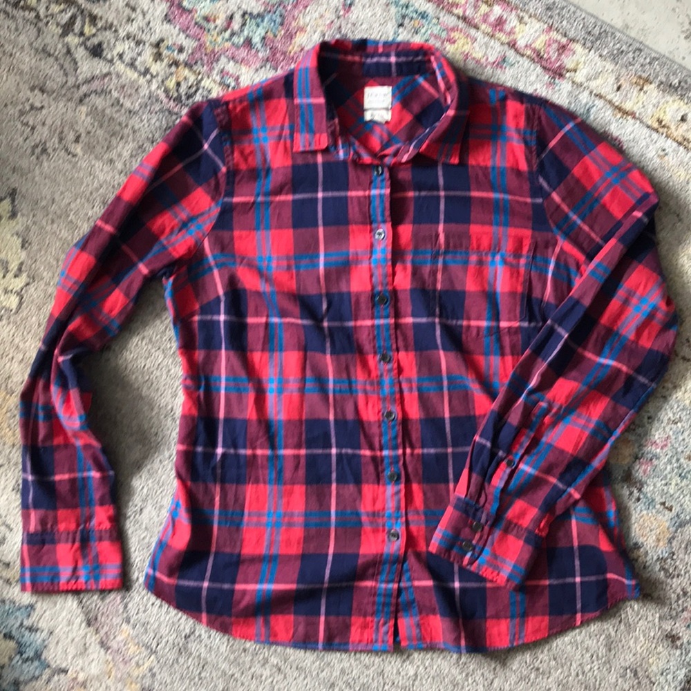 JCREW Red and Blue Flannel Button Down